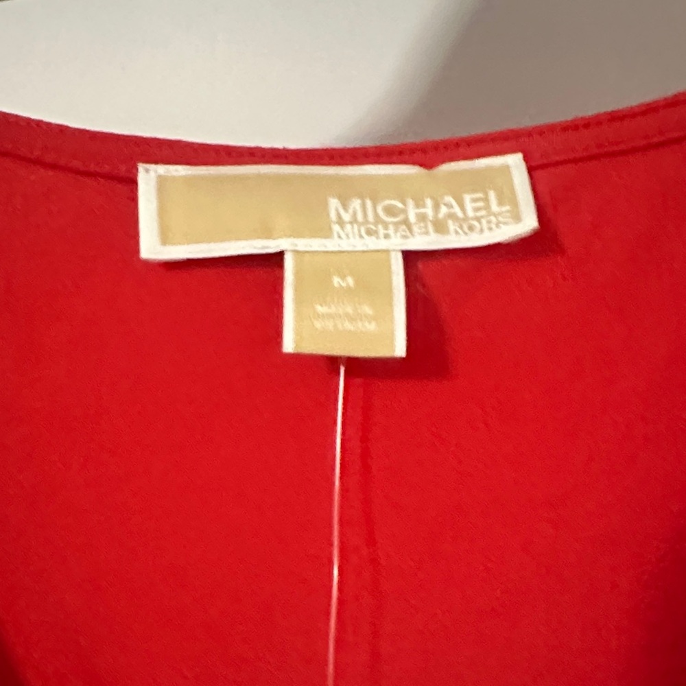 Michael Kors Vivid Red Blouse with Grommet Sleeves NWT Size M - Picture 2 of 4